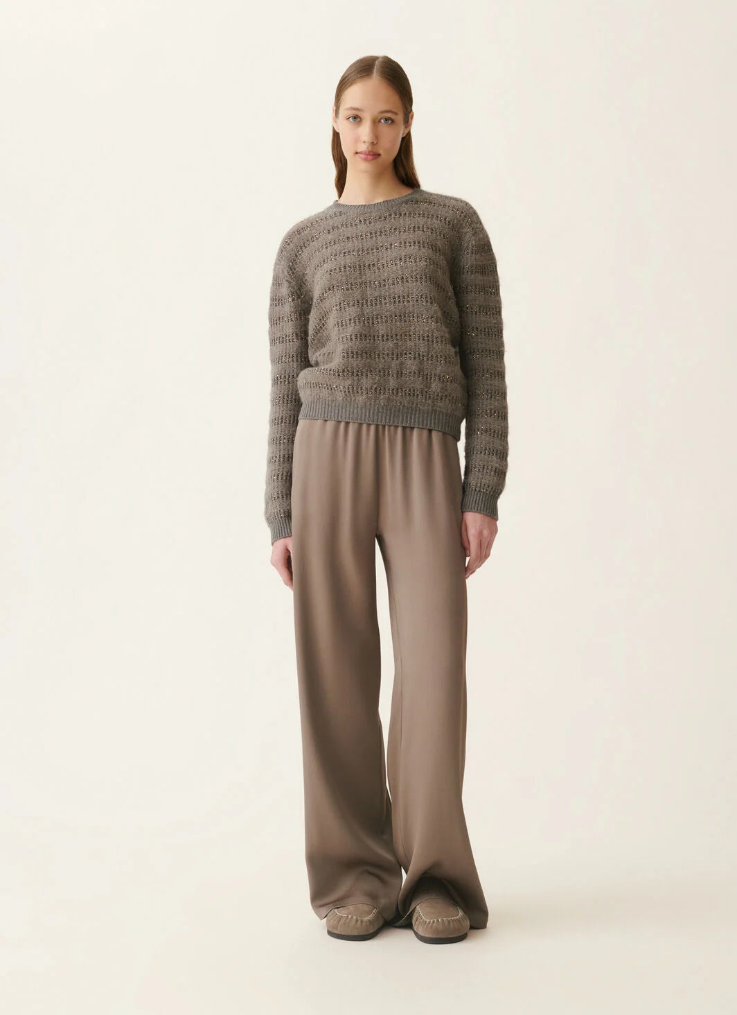 Fabiana Filippi Maglia In Platinum e Mohair Riga e Paillettes Falcon