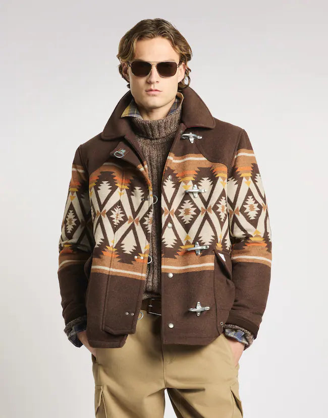 Fay 4 Ganci Yateh In Panno Jacquard Marrone Arancio