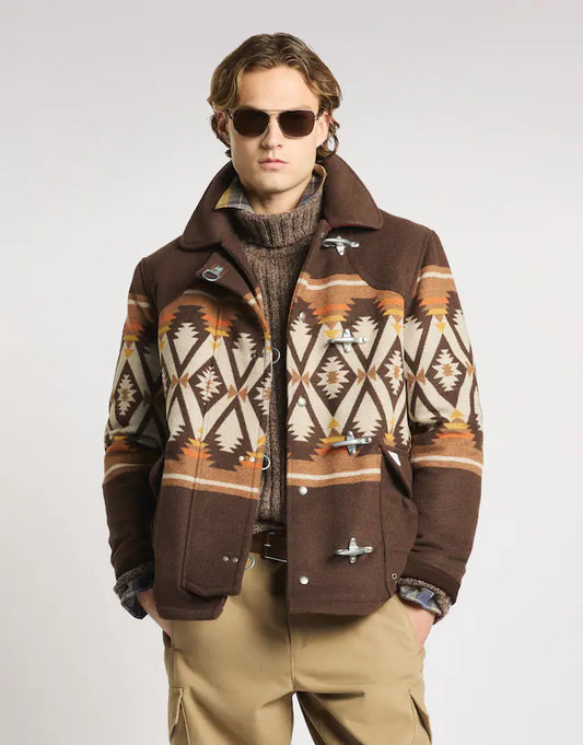 Fay 4 Ganci Yateh In Panno Jacquard Marrone Arancio