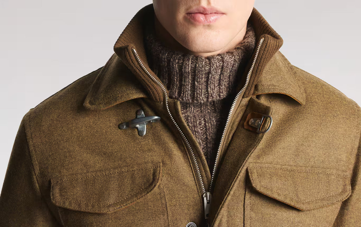 Fay Field Jacket In Saia Di Lana Marrone