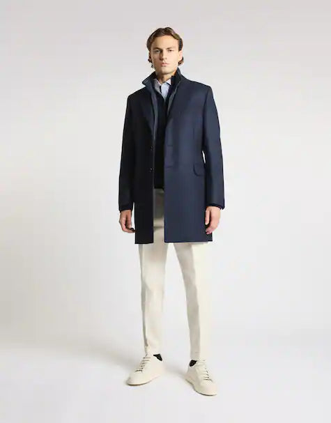 Fay Double Coat In Panno Di Lana e Cashmere Blu