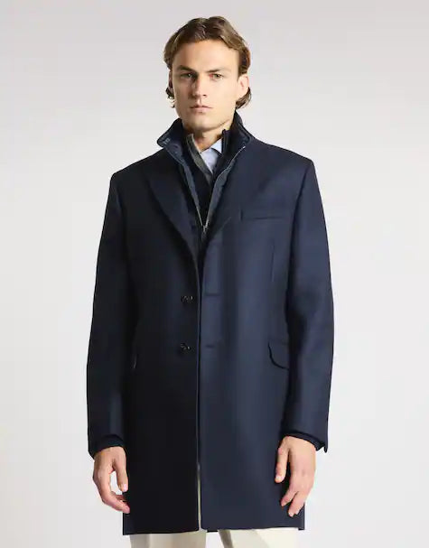 Fay Double Coat In Panno Di Lana e Cashmere Blu
