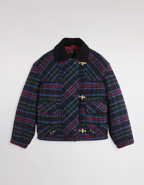 Fay Bomber 3 Ganci Panno Di Lana Tartan Blu Rosso