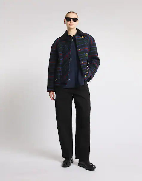 Fay Bomber 3 Ganci Panno Di Lana Tartan Blu Rosso