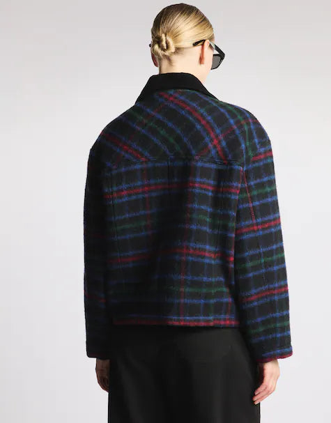 Fay Bomber 3 Ganci Panno Di Lana Tartan Blu Rosso