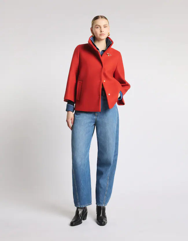 Fay Cappa In Panno Di Lana Cashmere Rosso