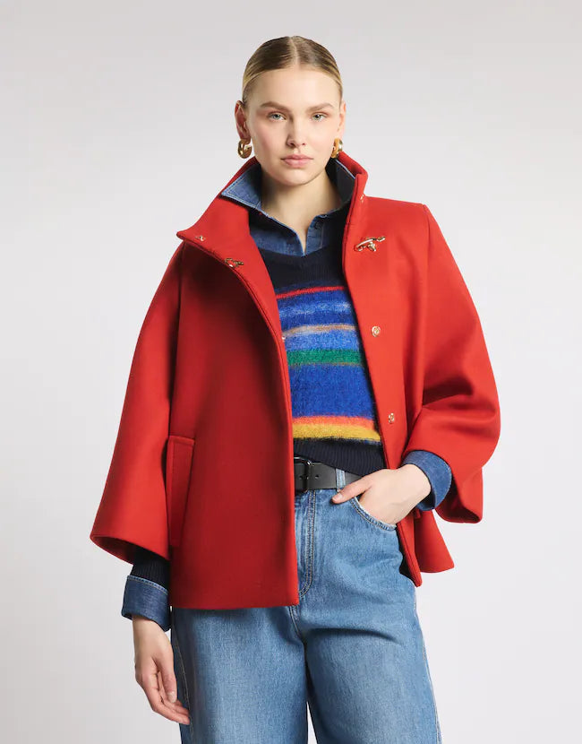 Fay Cappa In Panno Di Lana Cashmere Rosso
