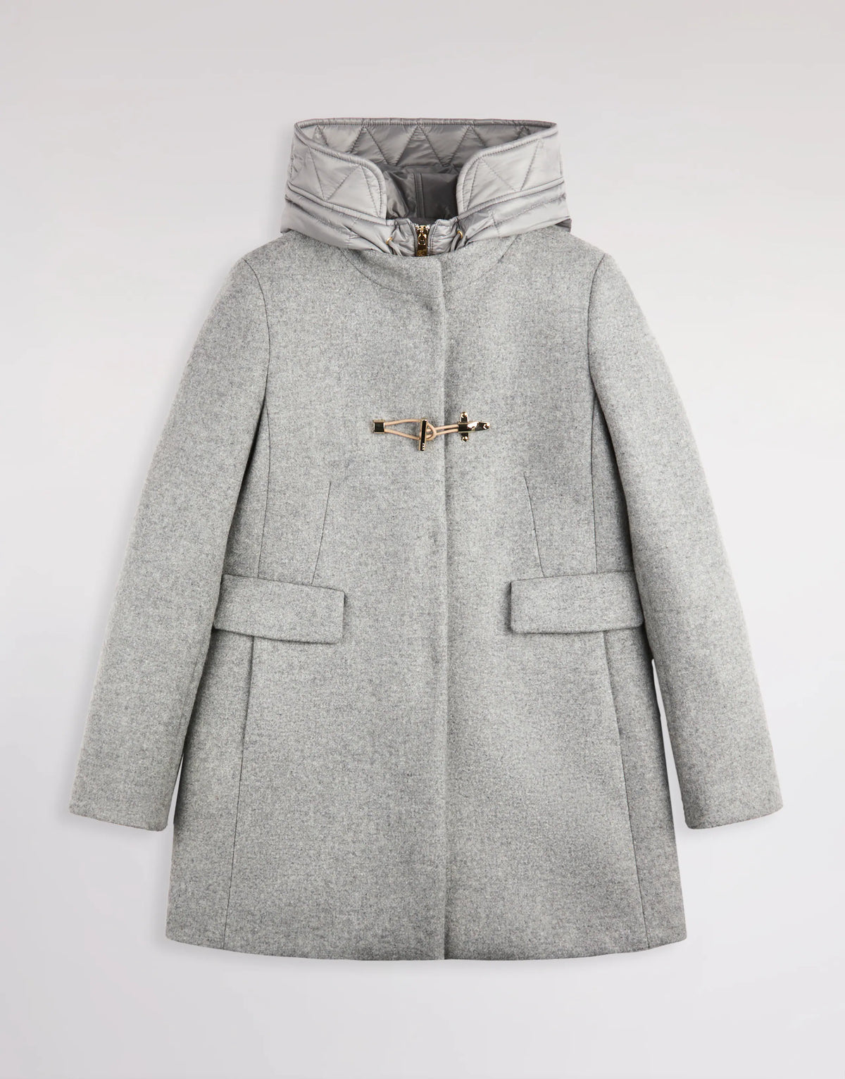 Fay Toggle Coat In Panno Di Lana Garzato Grigio Melange