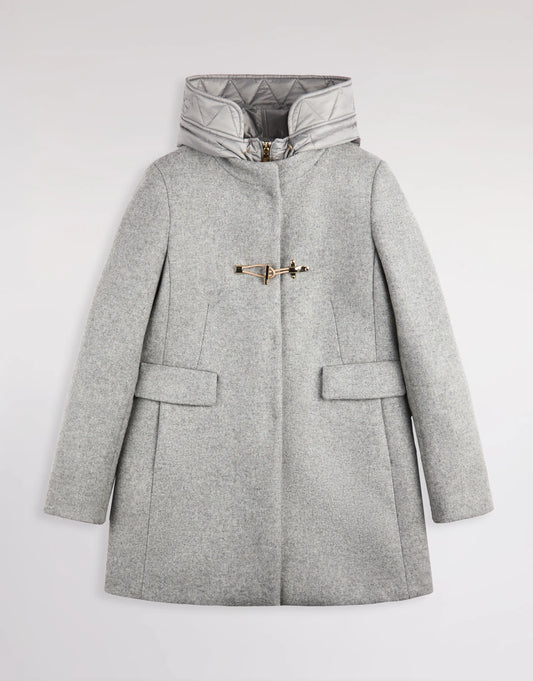 Fay Toggle Coat In Panno Di Lana Garzato Grigio Melange