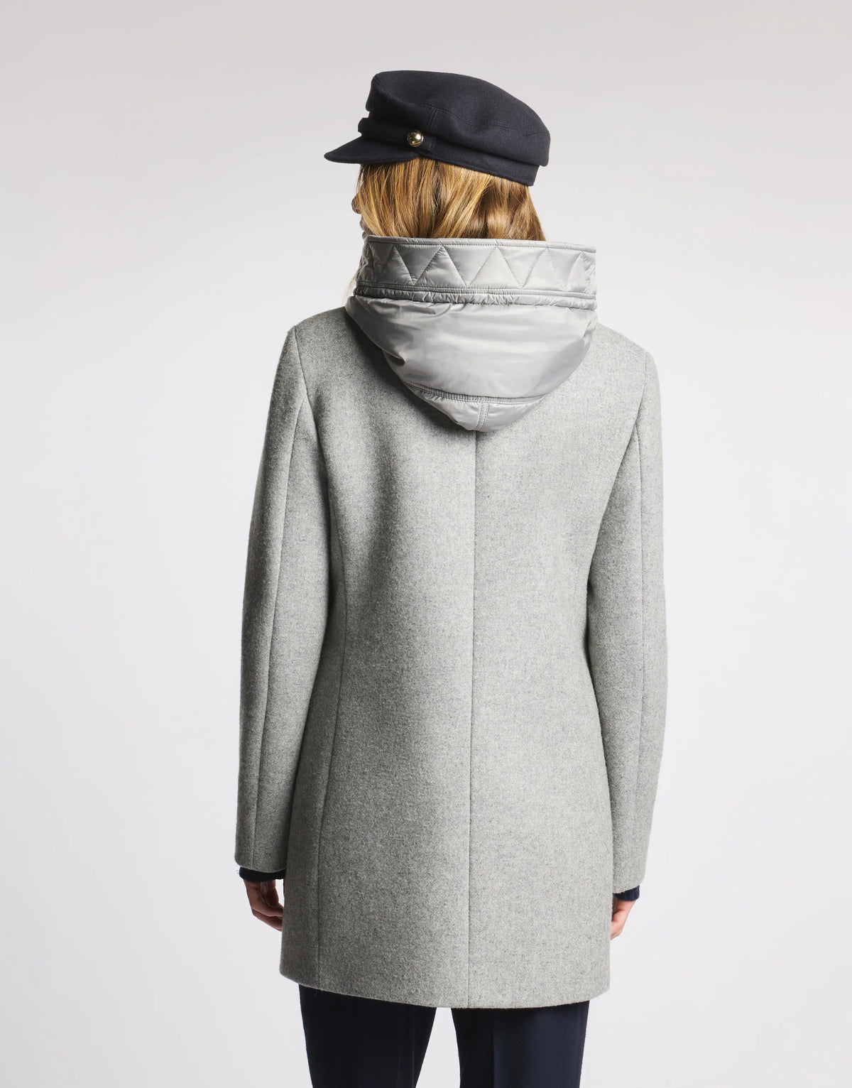 Fay Toggle Coat In Panno Di Lana Garzato Grigio Melange