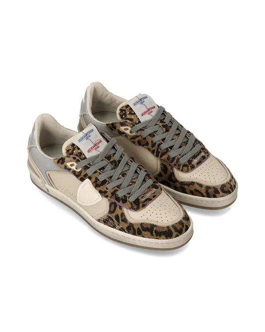 Philippe Model Sneakers Pgal Beige Stampa Animalier