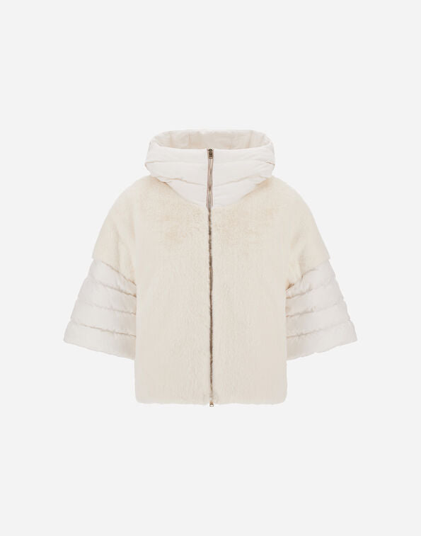 Herno Cappa In Satin E Lady Alternative Fur Bianco