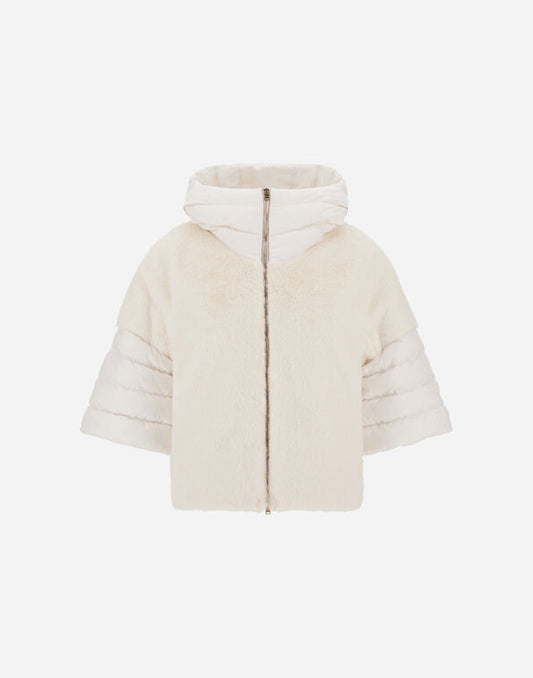 Herno Cappa In Satin E Lady Alternative Fur Bianco