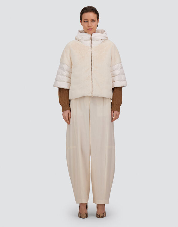 Herno Cappa In Satin E Lady Alternative Fur Bianco