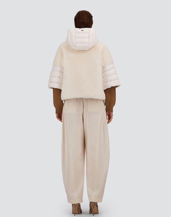 Herno Cappa In Satin E Lady Alternative Fur Bianco