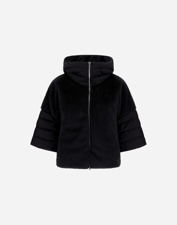Herno Cappa In Satin E Lady Alternative Fur Nero