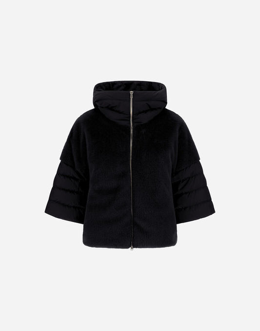 Herno Cappa In Satin E Lady Alternative Fur Nero