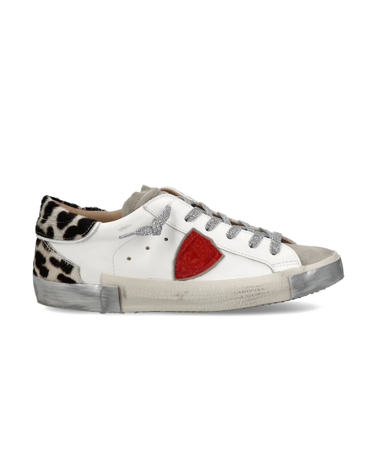 Philippe Model Sneakers Bianco Animalier Scudetto Rosso
