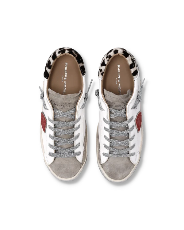 Philippe Model Sneakers Bianco Animalier Scudetto Rosso