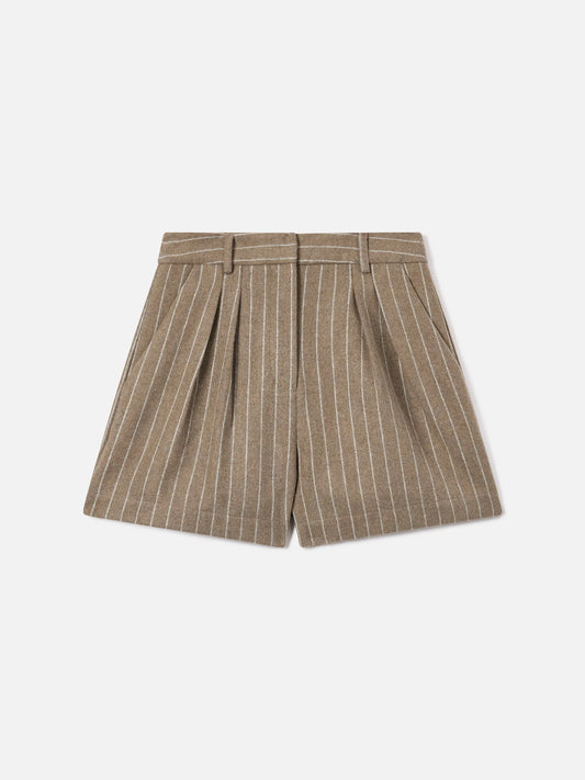Saint Barth Aya Flannel Mini Woman Short Beige Gessato