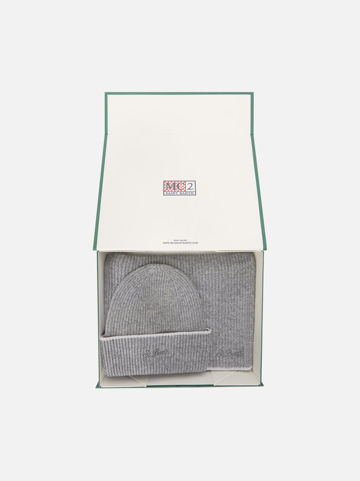 MC2 Saint Barth Set Berretto Sciarpa Grigio