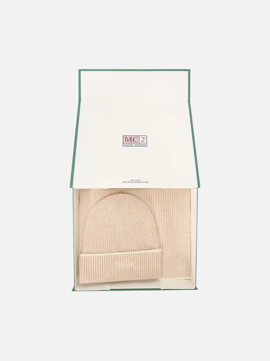 MC2 Saint Barth Set Berretto Sciarpa Beige