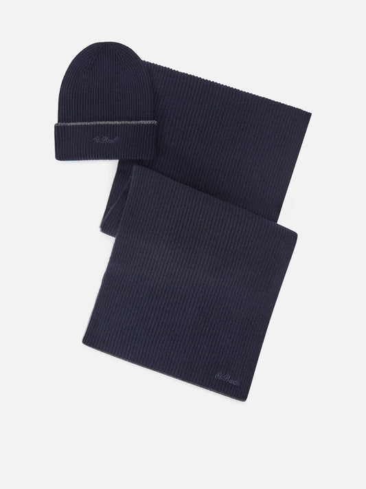 MC2 Saint Barth Set Berretto Sciarpa Blu Navy