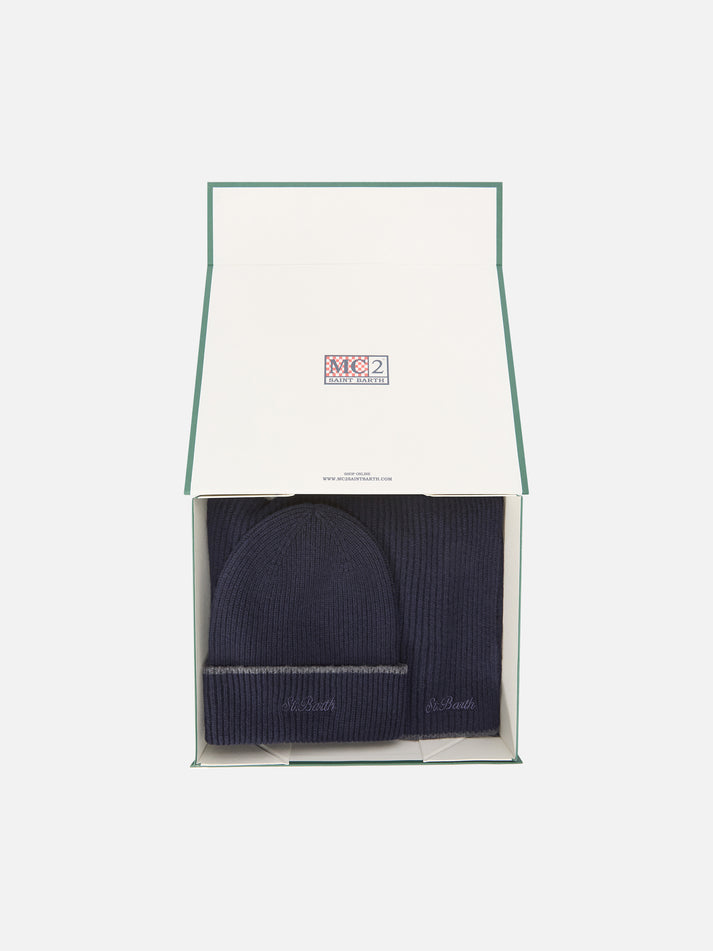 MC2 Saint Barth Set Berretto Sciarpa Blu Navy