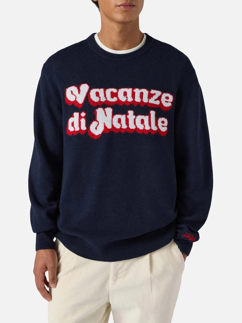 Mc2 Saint Barth Maglia Girocollo Heron Jaquard Blu
