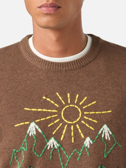 Mc2 Saint Barth Maglia Girocollo Heron Con Ricamo ST. Moritz Marrone