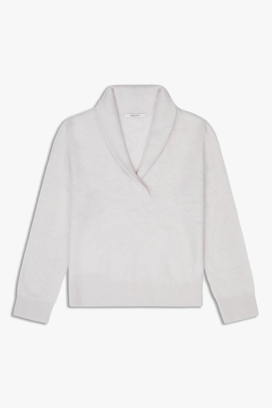 Kangra Maglione Cashmere Garzato Collo A Scialle Argilla