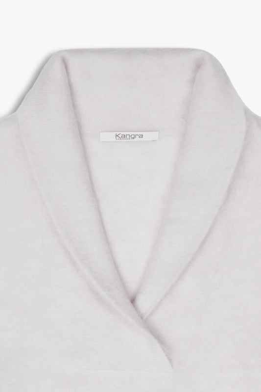 Kangra Maglione Cashmere Garzato Collo A Scialle Argilla