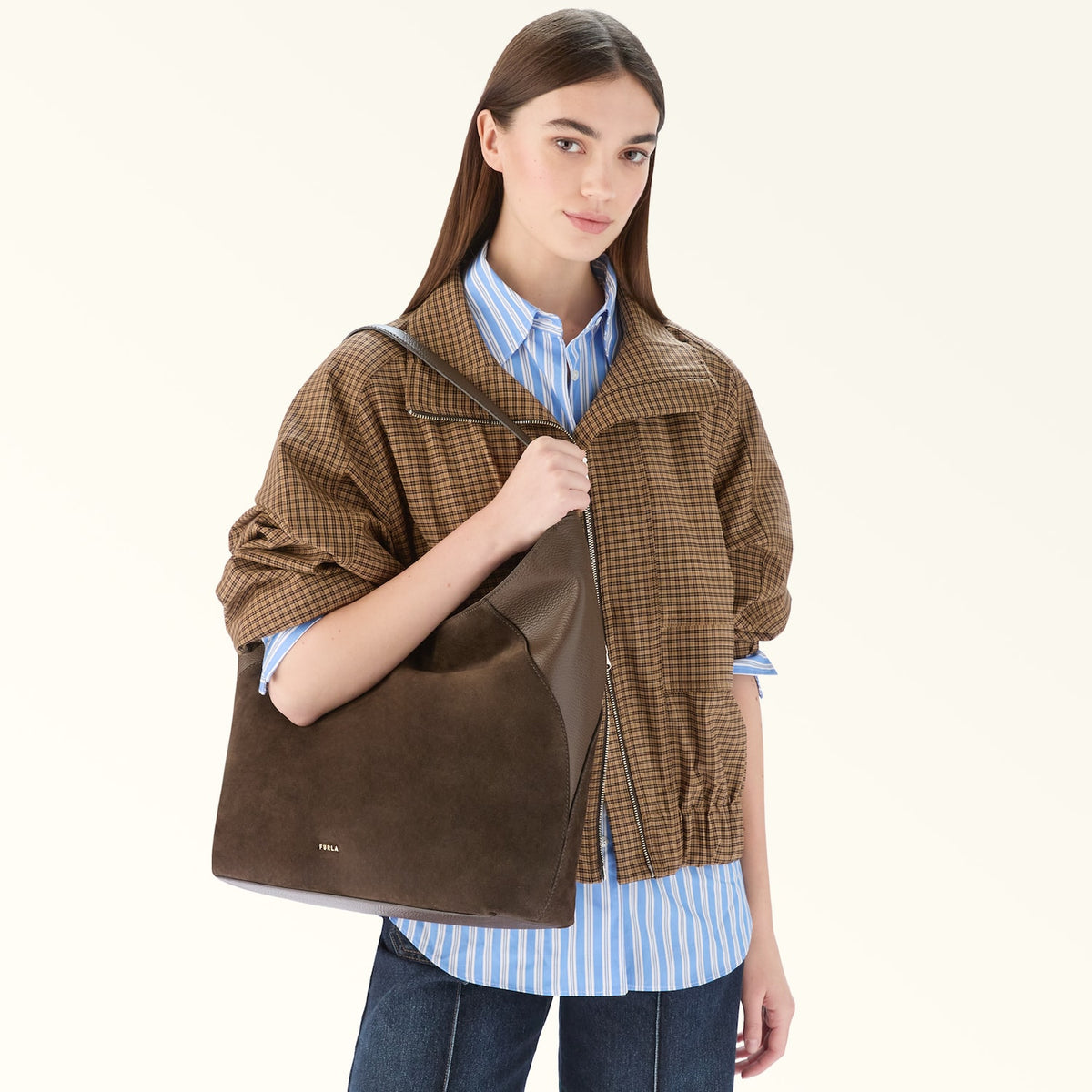 Furla Borsa Lara  A Spalla Pelle E Suede