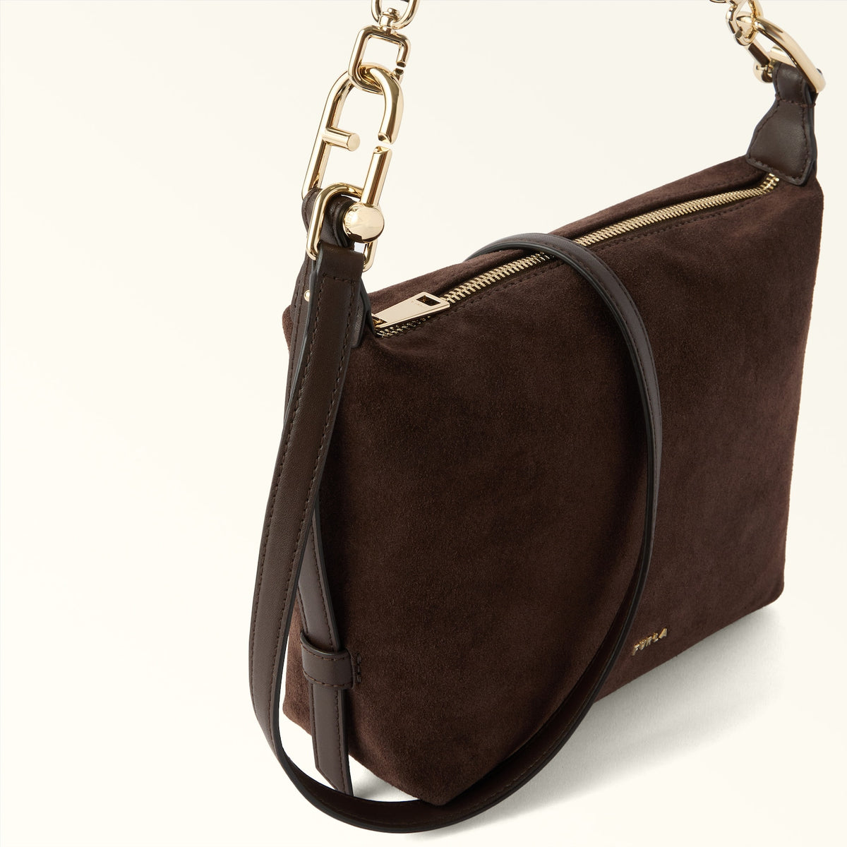 Furla Borsa Toni A Spalla Camoscio Cioccolato