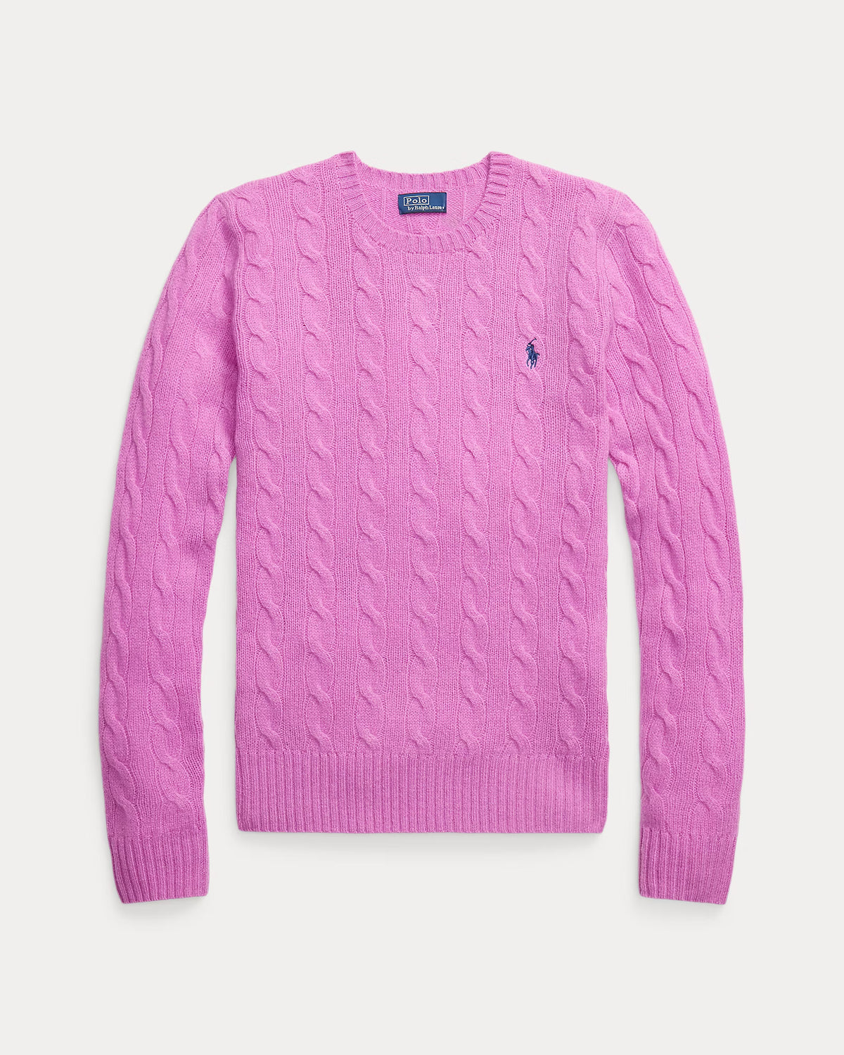 Polo Ralph Lauren Girocollo Trecce Lana Cashmere Rosa Cardo