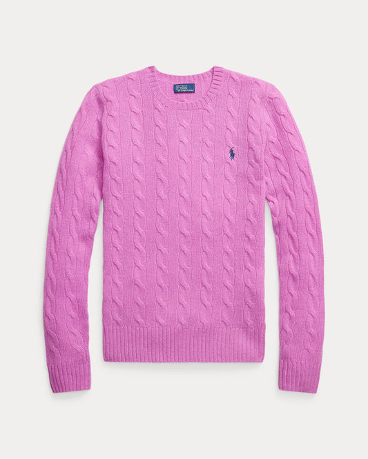 Polo Ralph Lauren Girocollo Trecce Lana Cashmere Rosa Cardo