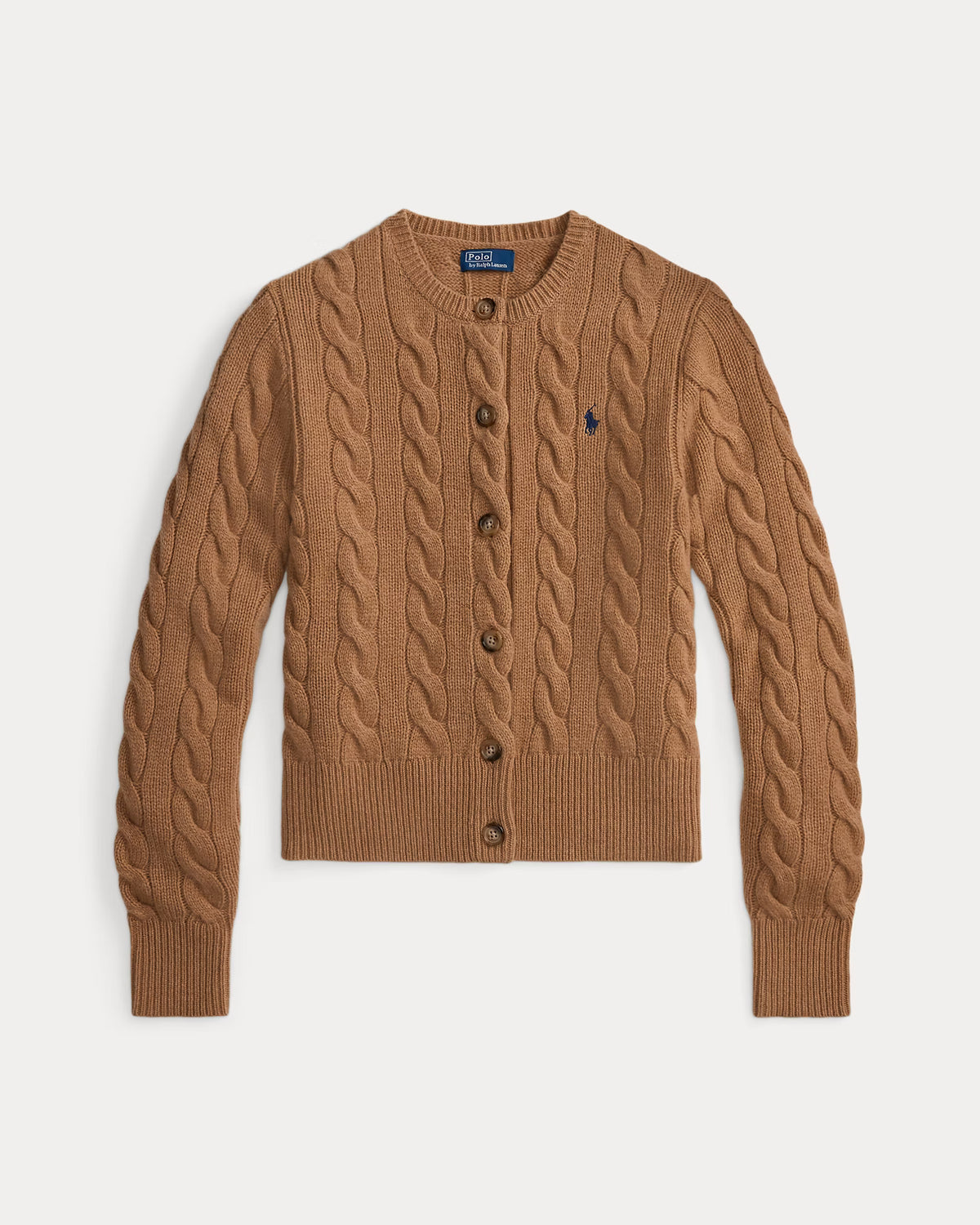 Polo Ralph Lauren Cardigan A Trecce Lana Cashmere Cammello