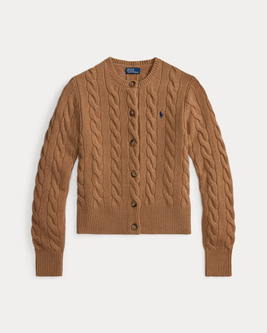 Polo Ralph Lauren Cardigan A Trecce Lana Cashmere Cammello