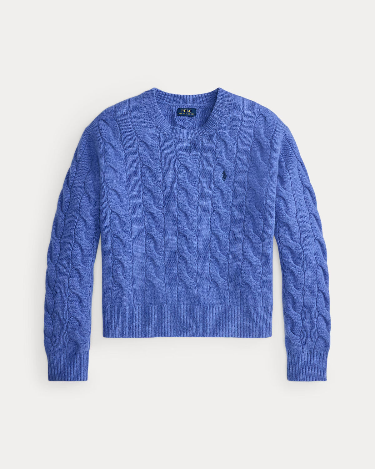 Polo Ralph Lauren Maglia Lana Cashmere A Trecce Blu Porto Mélange