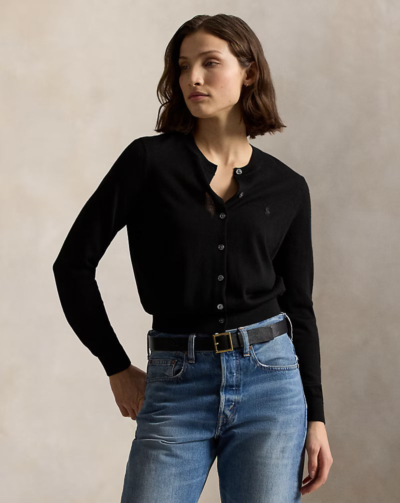 Polo Ralph Lauren Cardigan Girocollo Lana Nero