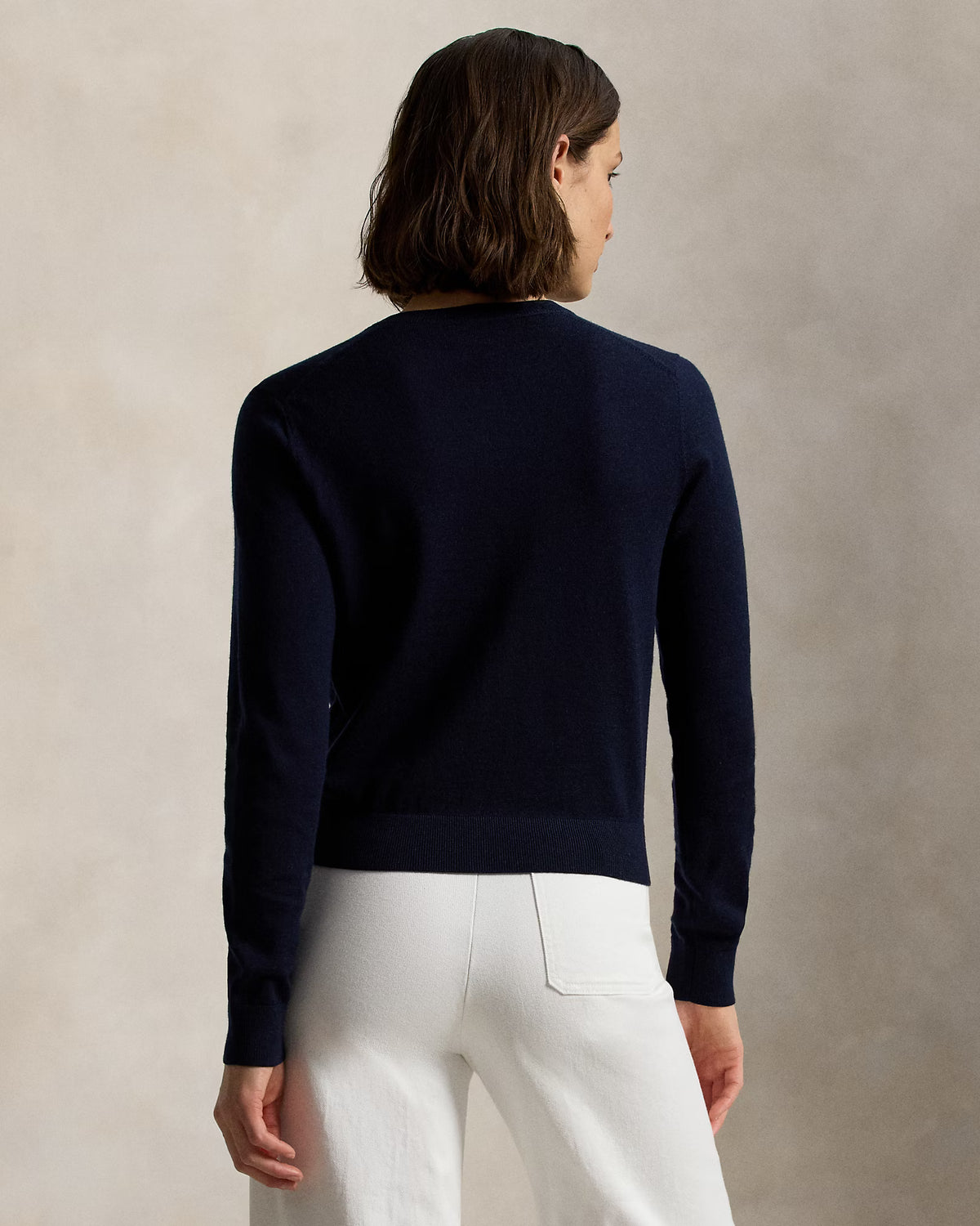 Polo Ralph Lauren Cardigan Girocollo  Lana Blu Cacciatore