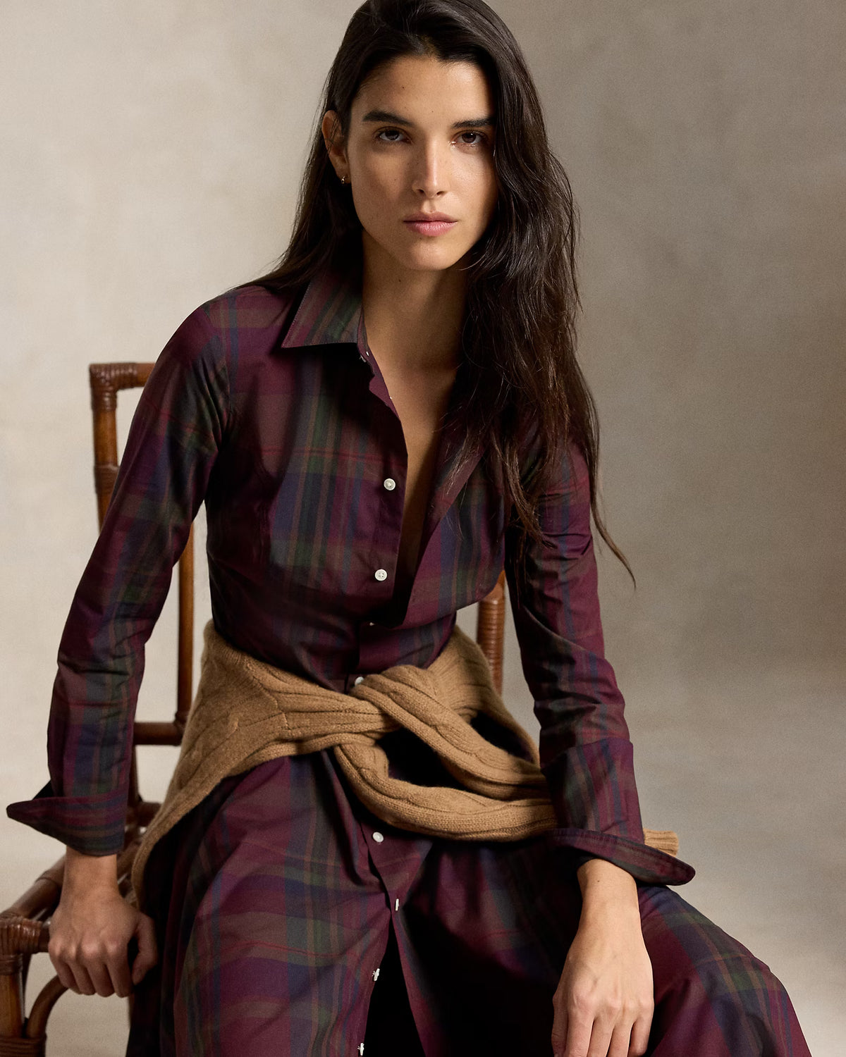 Polo Ralph Lauren Abito Chemisier Scozzese Merlot Verde