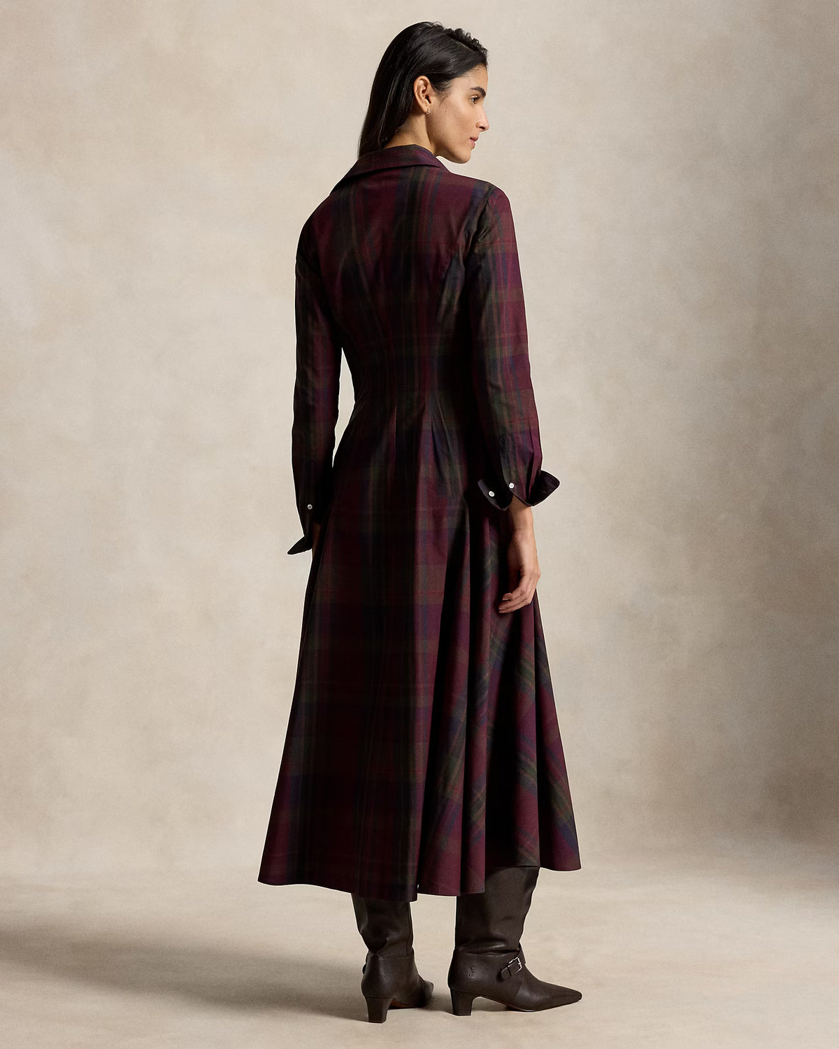 Polo Ralph Lauren Abito Chemisier Scozzese Merlot Verde
