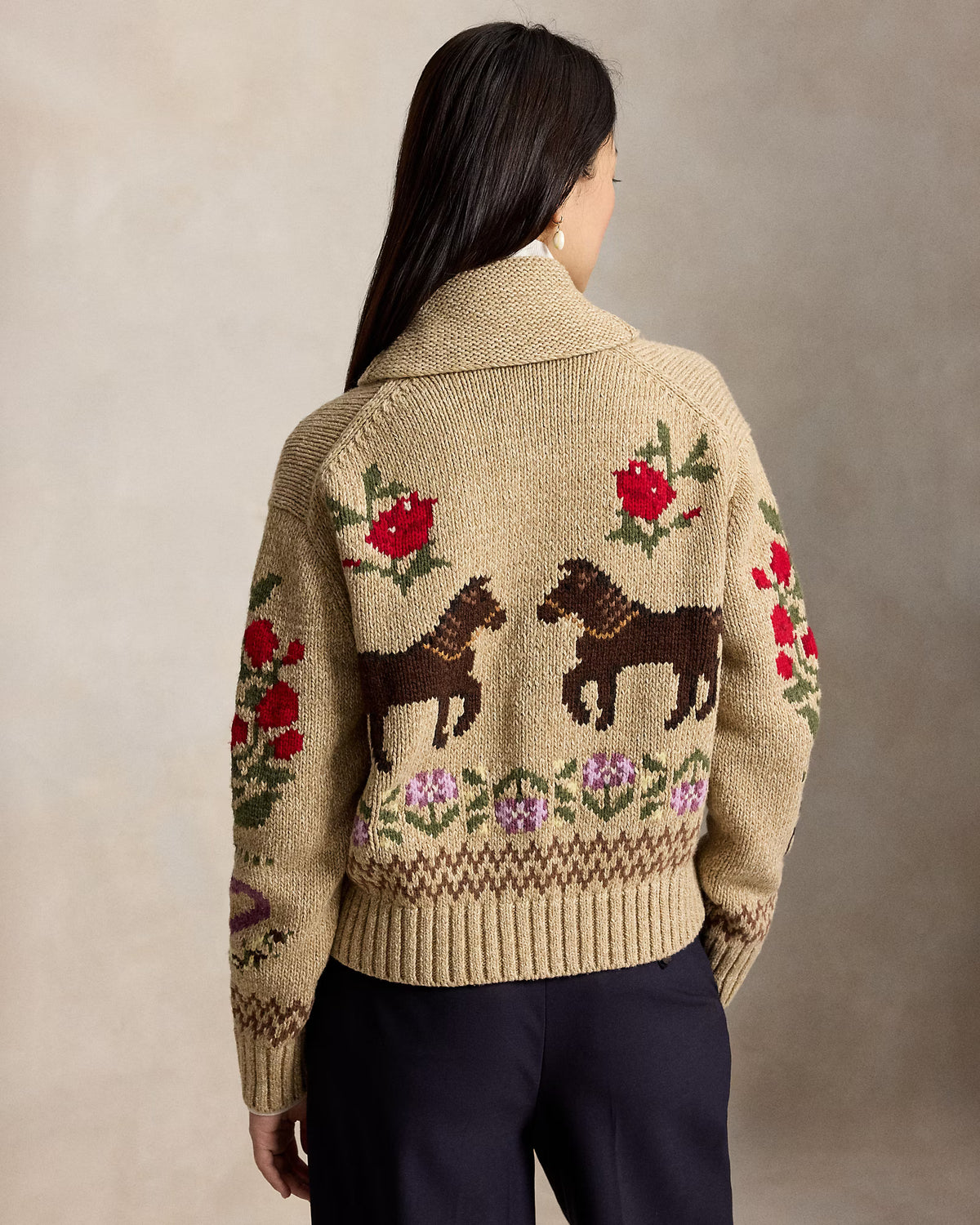 Polo Ralph Lauren Cardigan Cotone E Lana Con Intarsi Multicolor