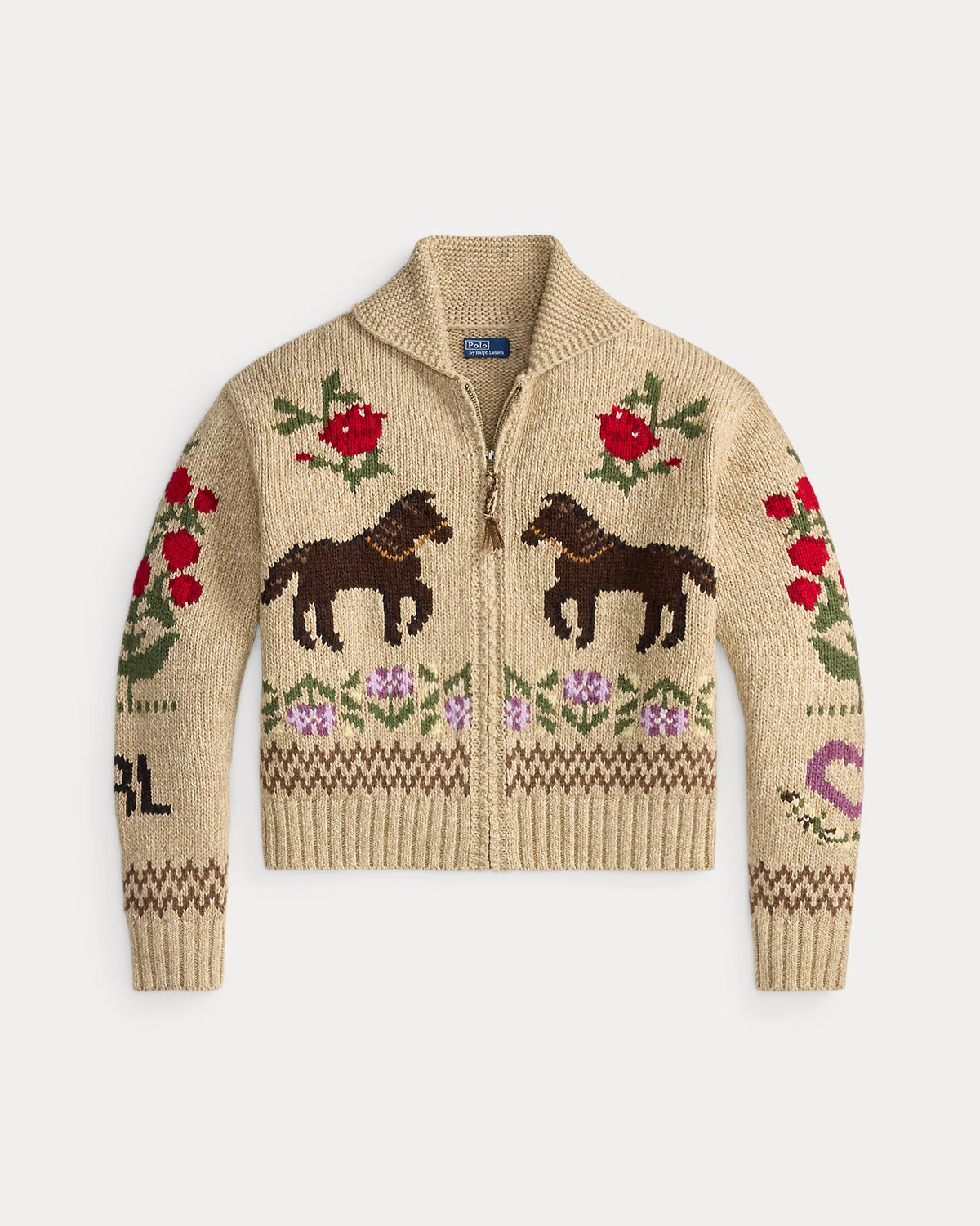 Polo Ralph Lauren Cardigan Cotone E Lana Con Intarsi Multicolor