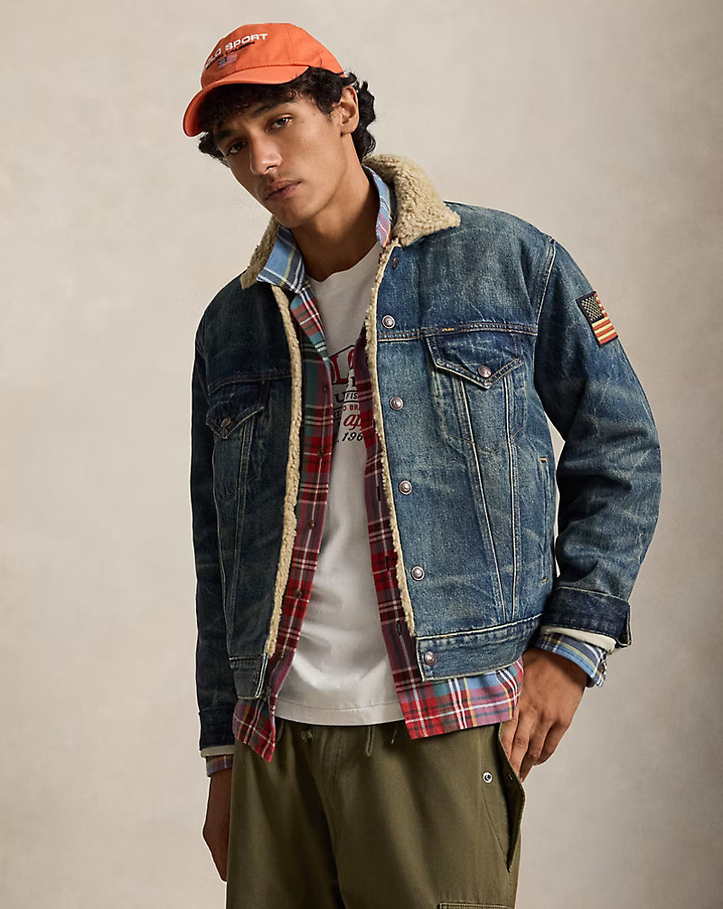 Polo Ralph Lauren Giacca Trucker In Denim Foderata In Pile Earlton