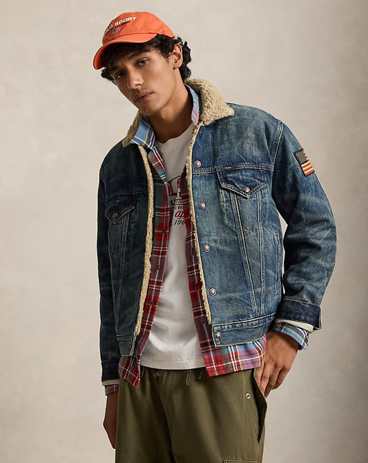 Polo Ralph Lauren Giacca Trucker In Denim Foderata In Pile Earlton