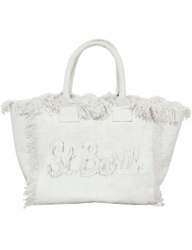 Saint Barth Borsa Canvas Vanity Patch Bianco - vani003 04707h - Semenzato Abbigliamento