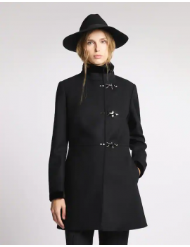 Fay Virginia Coat In Panno Di Lana Nero - NAW50514000SGLB999 - Semenzato Abbigliamento