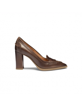 Santoni Décolletés Tacco Alto Pelle Marrone - WDEX71186PC4NDYLM40 - Semenzato Abbigliamento